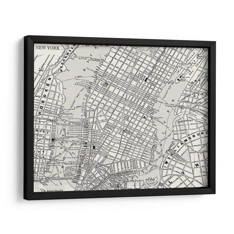 Mapa De Custom B Y W De Nueva York - Vision Studio | Cuadro decorativo de Canvas Lab