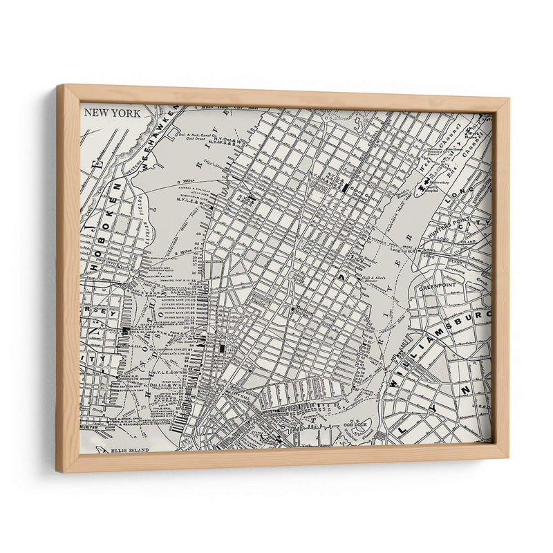 Mapa De Custom B Y W De Nueva York - Vision Studio | Cuadro decorativo de Canvas Lab