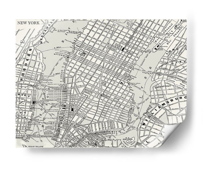 Mapa De Custom B Y W De Nueva York - Vision Studio | Cuadro decorativo de Canvas Lab