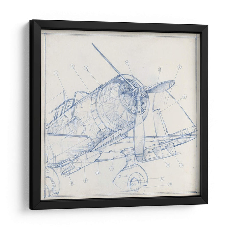 Sketch Mecánico De Avión I - Ethan Harper | Cuadro decorativo de Canvas Lab