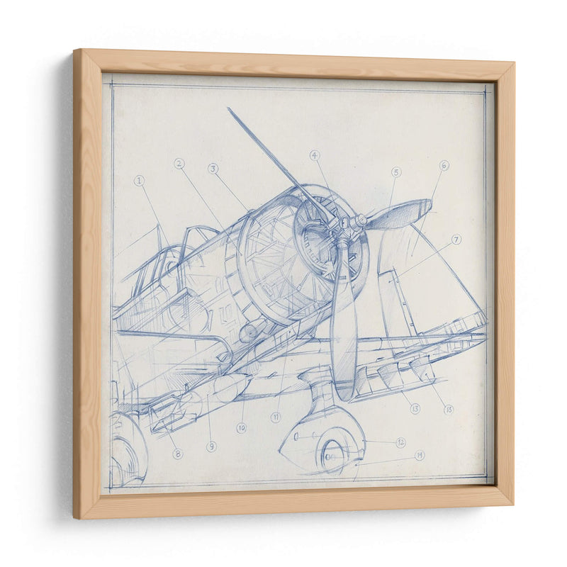 Sketch Mecánico De Avión I - Ethan Harper | Cuadro decorativo de Canvas Lab