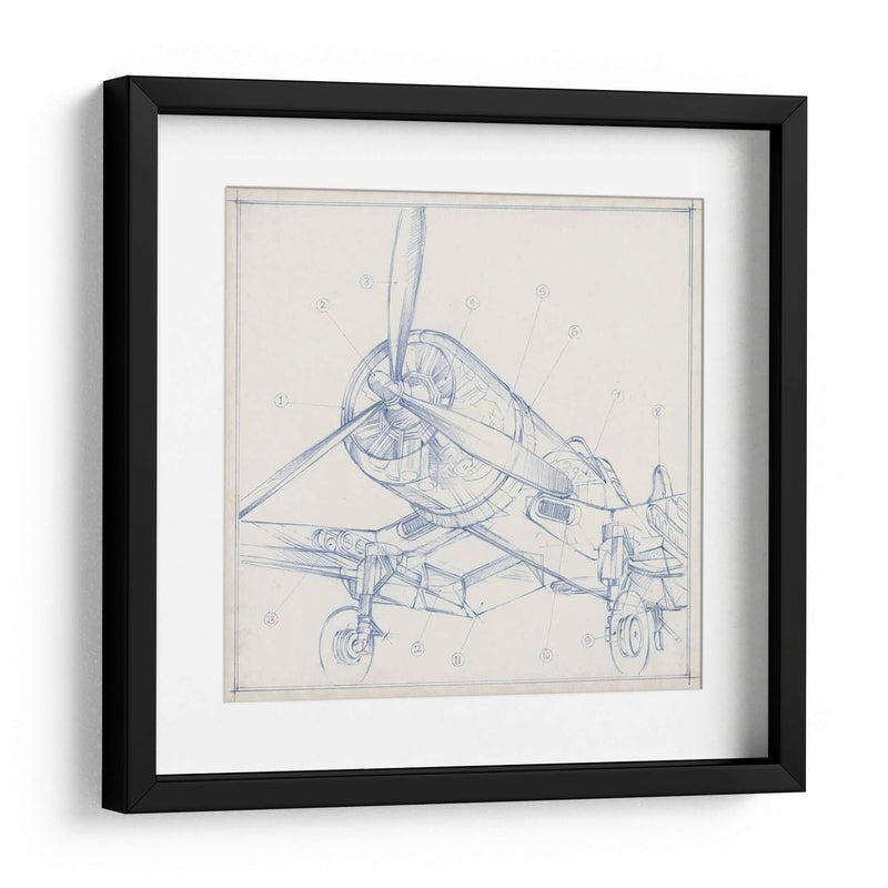 Sketch Mecánico De Avión Ii - Ethan Harper | Cuadro decorativo de Canvas Lab