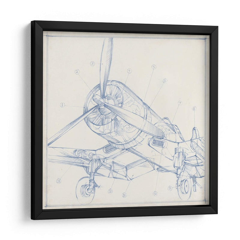 Sketch Mecánico De Avión Ii - Ethan Harper | Cuadro decorativo de Canvas Lab