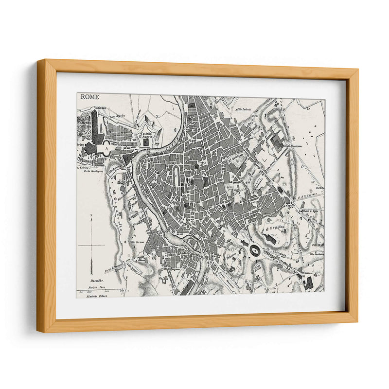 Mapa De Bw Personalizado De Roma - Vision Studio | Cuadro decorativo de Canvas Lab