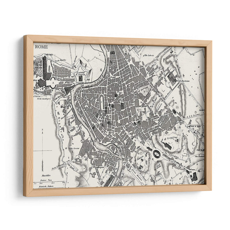 Mapa De Bw Personalizado De Roma - Vision Studio | Cuadro decorativo de Canvas Lab