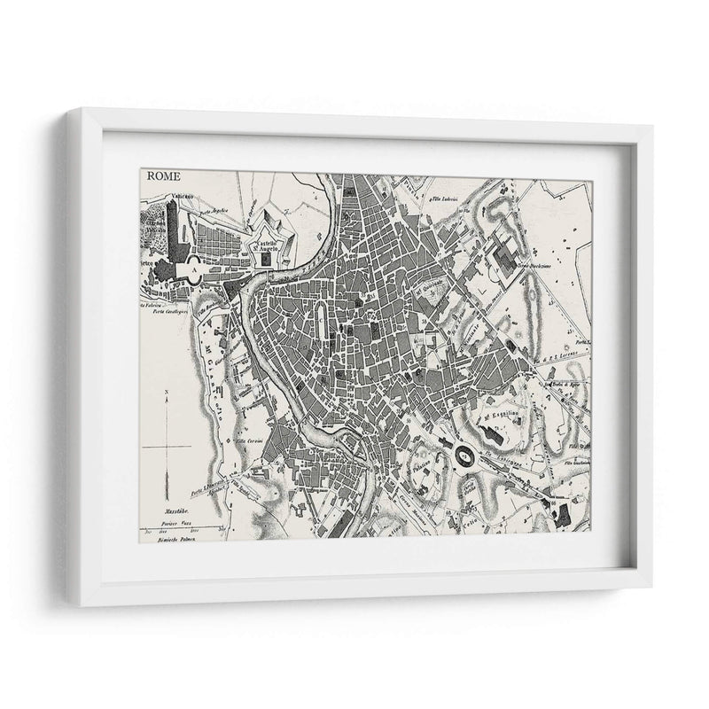 Mapa De Bw Personalizado De Roma - Vision Studio | Cuadro decorativo de Canvas Lab