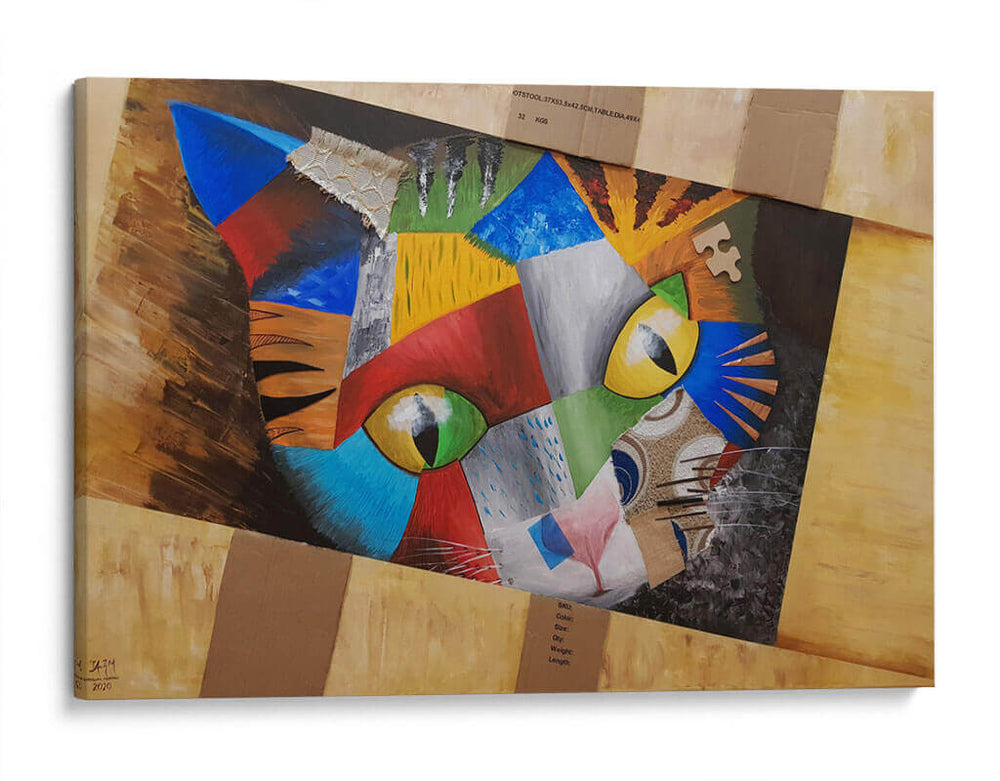 Gato jugando dentro de una caja - Rodríguez Marconi | Cuadro decorativo de Canvas Lab