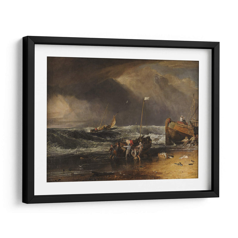 Una escena con los pescadores de la costa acarreando un barco en tierra - Joseph Mallord William Turner | Cuadro decorativo de Canvas Lab