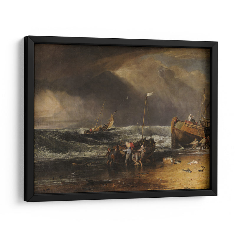 Una escena con los pescadores de la costa acarreando un barco en tierra - Joseph Mallord William Turner | Cuadro decorativo de Canvas Lab