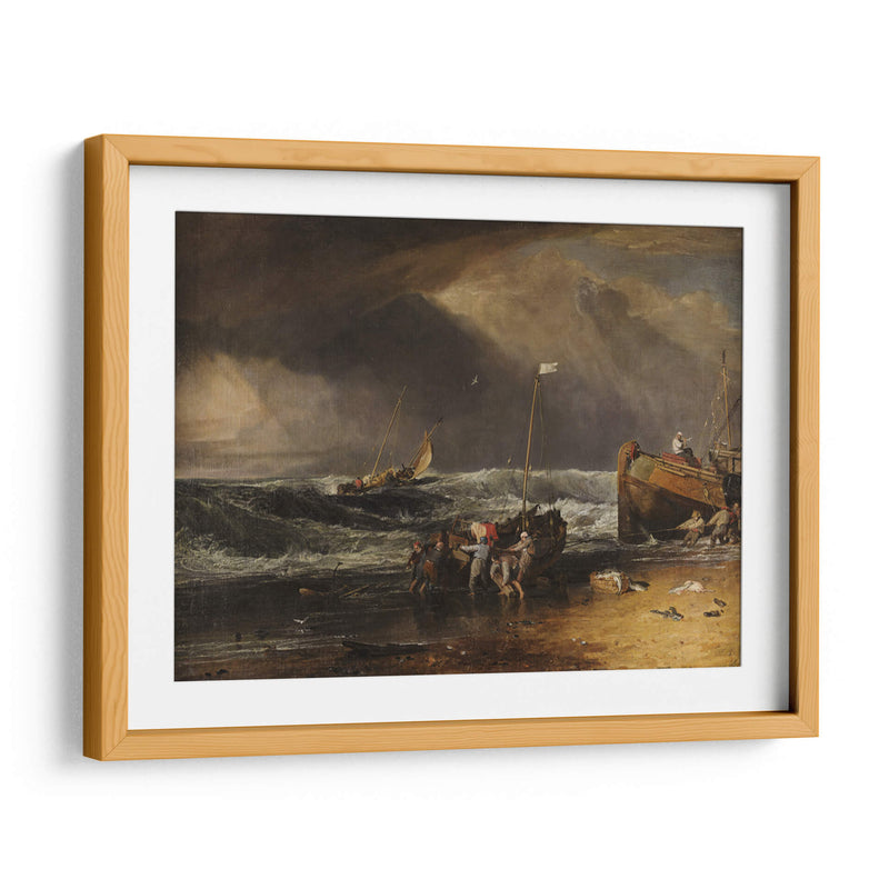 Una escena con los pescadores de la costa acarreando un barco en tierra - Joseph Mallord William Turner | Cuadro decorativo de Canvas Lab