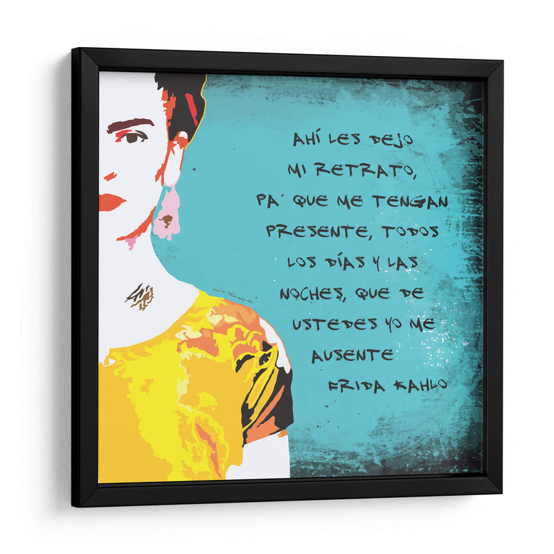 Ahí les dejo mi retrato Frida Kahlo en Fondo Azul - Mario Velazquez | Cuadro decorativo de Canvas Lab