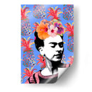 Frida Kahlo en Fondo Azul con Piñas - Mario Velazquez | Cuadro decorativo de Canvas Lab