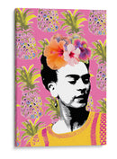 Frida Kahlo en Fondo Rosa con Piñas - Mario Velazquez | Cuadro decorativo de Canvas Lab