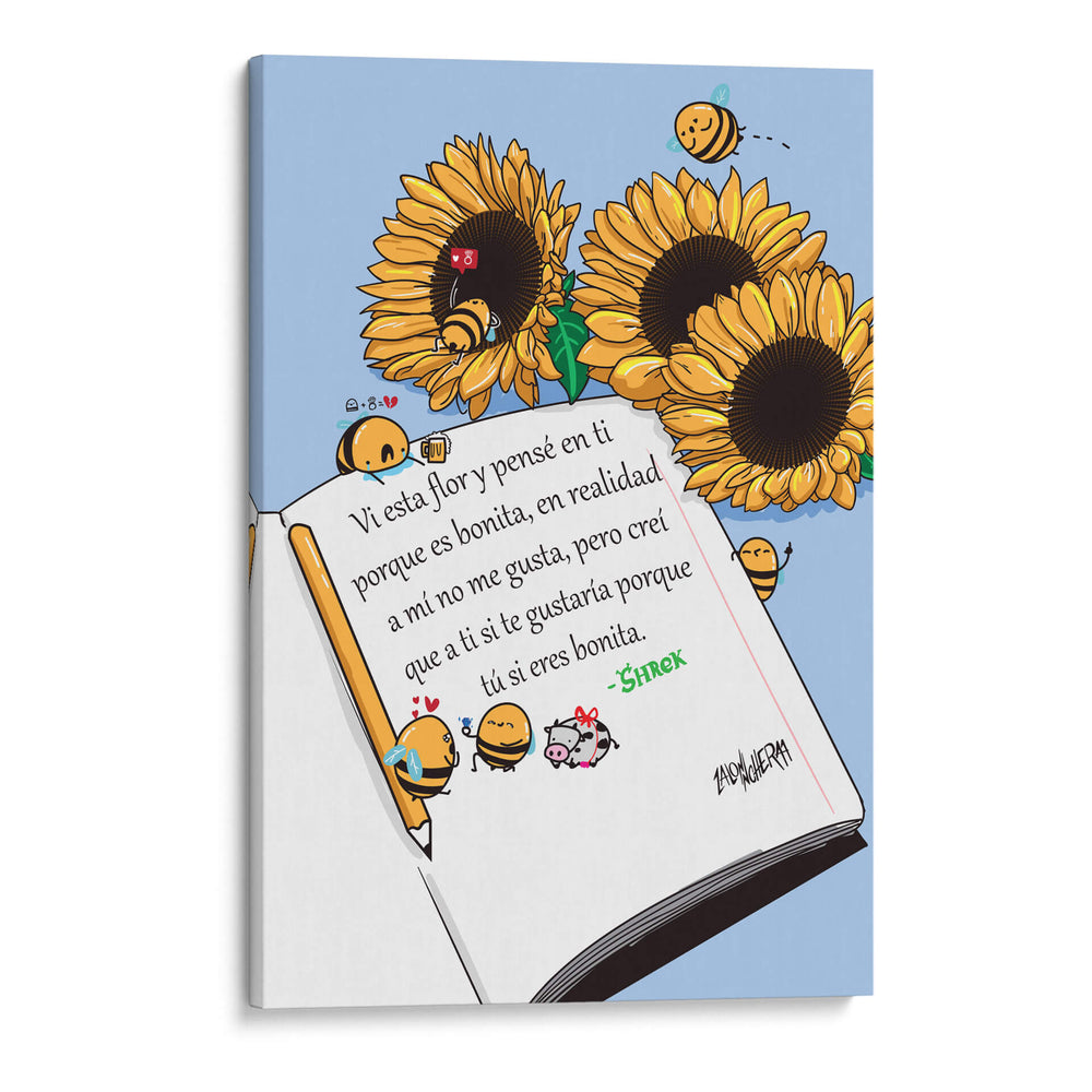 Pense en ti porque tu si eres bonita, frase, shrek - Lalonncheraa | Cuadro decorativo de Canvas Lab