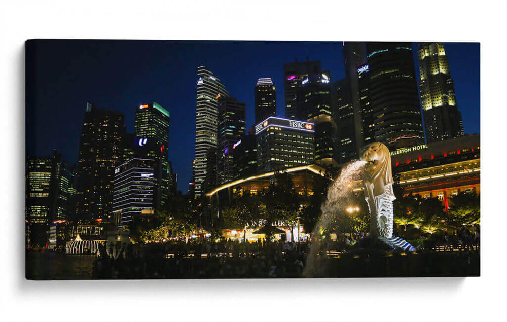Singapur Merlion de noche - ArmanDigitalArt | Cuadro decorativo de Canvas Lab