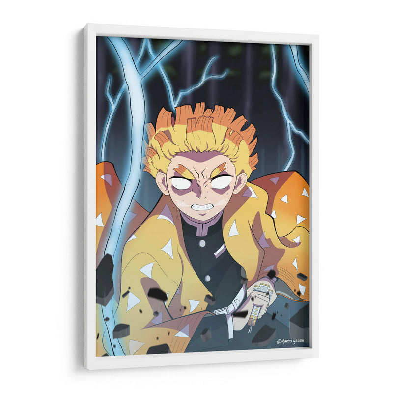 Zenitsu Primera Postura  - Marco Green | Cuadro decorativo de Canvas Lab