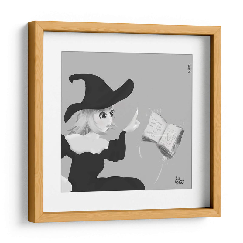 Bruja mirando su libro de hechizos - Ham Hams! | Cuadro decorativo de Canvas Lab