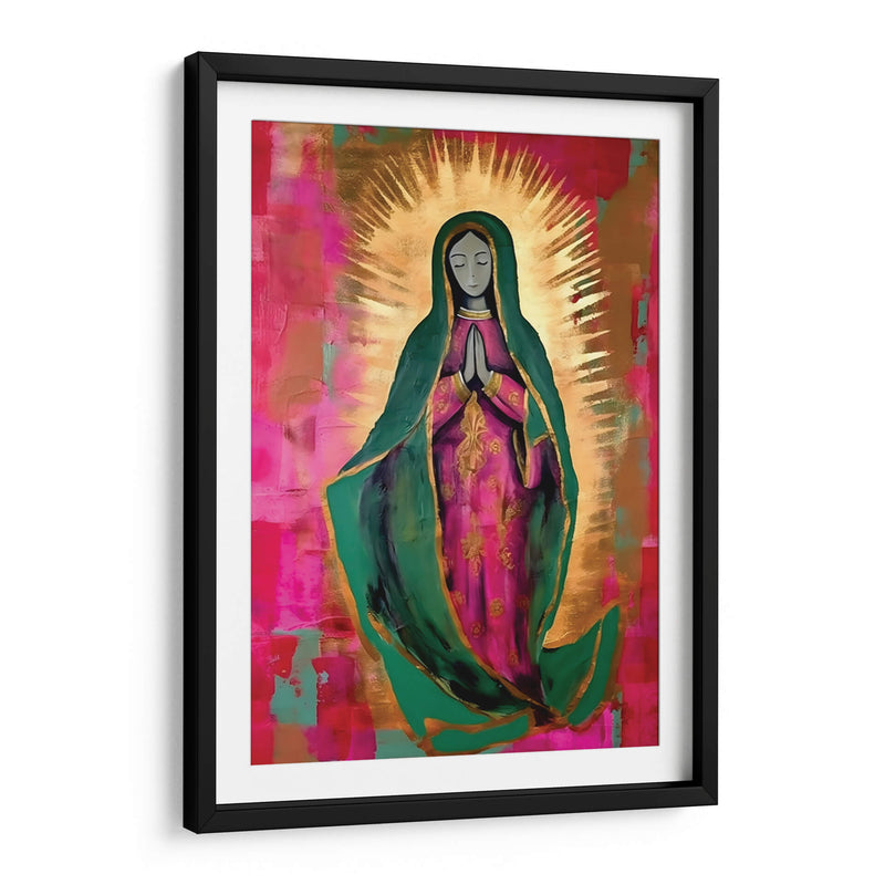 Virgen de Guadalupe Estilizada en rosa y Oro - Dav Madrid | Cuadro decorativo de Canvas Lab