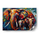 Mamá Elefante con sus hijos - LA Style | Cuadro decorativo de Canvas Lab