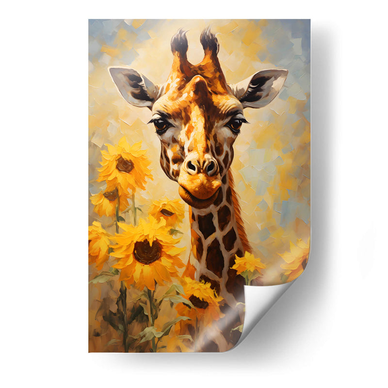 JIRAFA Y GIRASOLES - Dav Madrid | Cuadro decorativo de Canvas Lab