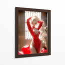 Belleza Rubia en Ropa Roja - DeLaVegaGaming | Cuadro decorativo de Canvas Lab