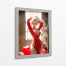 Belleza Rubia en Ropa Roja - DeLaVegaGaming | Cuadro decorativo de Canvas Lab