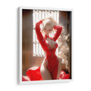 Belleza Rubia en Ropa Roja - DeLaVegaGaming | Cuadro decorativo de Canvas Lab
