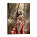 Belleza Castaña en Ropa Roja y Negra - DeLaVegaGaming | Cuadro decorativo de Canvas Lab