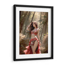 Belleza Castaña en Ropa Roja y Negra - DeLaVegaGaming | Cuadro decorativo de Canvas Lab