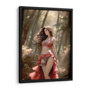 Belleza Castaña en Ropa Roja y Negra - DeLaVegaGaming | Cuadro decorativo de Canvas Lab