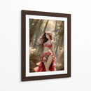 Belleza Castaña en Ropa Roja y Negra - DeLaVegaGaming | Cuadro decorativo de Canvas Lab