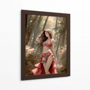 Belleza Castaña en Ropa Roja y Negra - DeLaVegaGaming | Cuadro decorativo de Canvas Lab