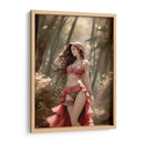 Belleza Castaña en Ropa Roja y Negra - DeLaVegaGaming | Cuadro decorativo de Canvas Lab