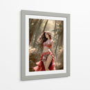 Belleza Castaña en Ropa Roja y Negra - DeLaVegaGaming | Cuadro decorativo de Canvas Lab