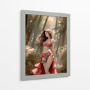 Belleza Castaña en Ropa Roja y Negra - DeLaVegaGaming | Cuadro decorativo de Canvas Lab