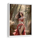 Belleza Castaña en Ropa Roja y Negra - DeLaVegaGaming | Cuadro decorativo de Canvas Lab