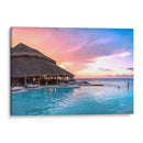 Atardecer rosado con palapa en Cozumel - Carla Fernández | Cuadro decorativo de Canvas Lab