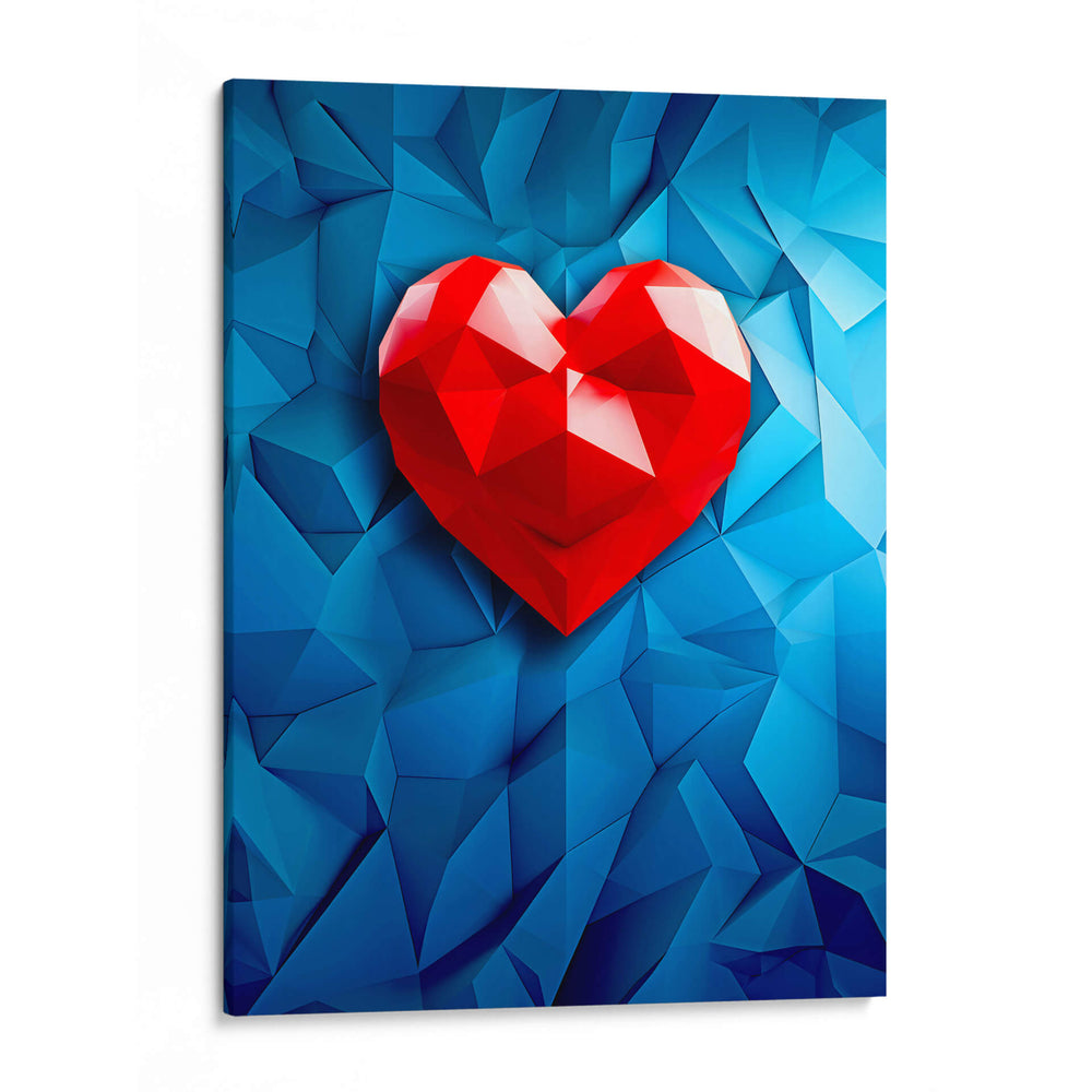 Corazón Poligonal Rojo sobre Fondo Poligonal Azul - DeLaVegaGaming | Cuadro decorativo de Canvas Lab