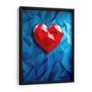 Corazón Poligonal Rojo sobre Fondo Poligonal Azul - DeLaVegaGaming | Cuadro decorativo de Canvas Lab