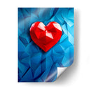Corazón Poligonal Rojo sobre Fondo Poligonal Azul - DeLaVegaGaming | Cuadro decorativo de Canvas Lab