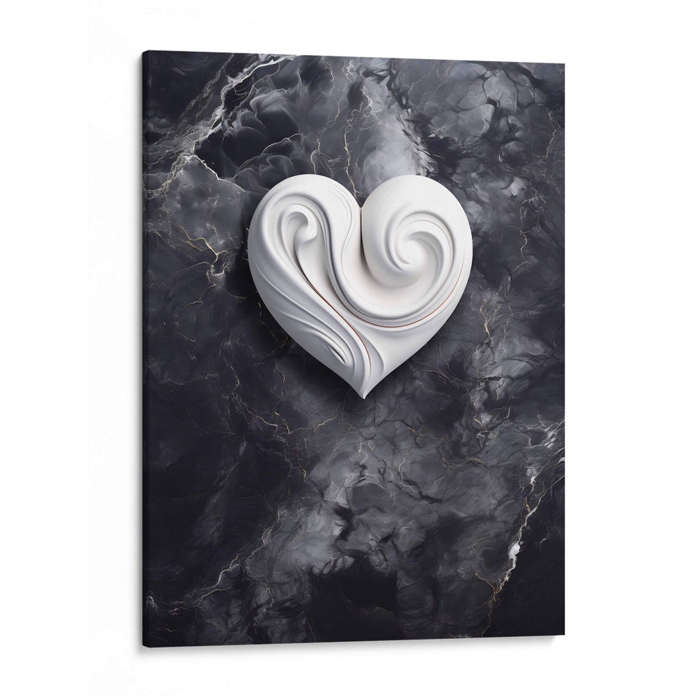 Corazón Blanco de Mármol sobre Mármol Negro - DeLaVegaGaming | Cuadro decorativo de Canvas Lab