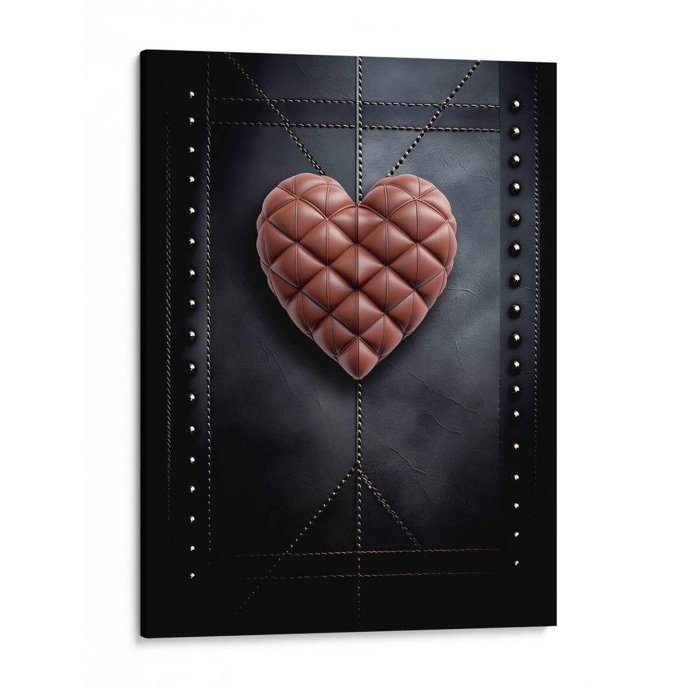 Corazón de Piel Café Sobre Pared de Piel Negra - DeLaVegaGaming | Cuadro decorativo de Canvas Lab
