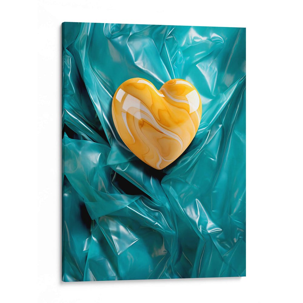 Corazón de Mármol Amarillo Sobre Plástico Verde - DeLaVegaGaming | Cuadro decorativo de Canvas Lab