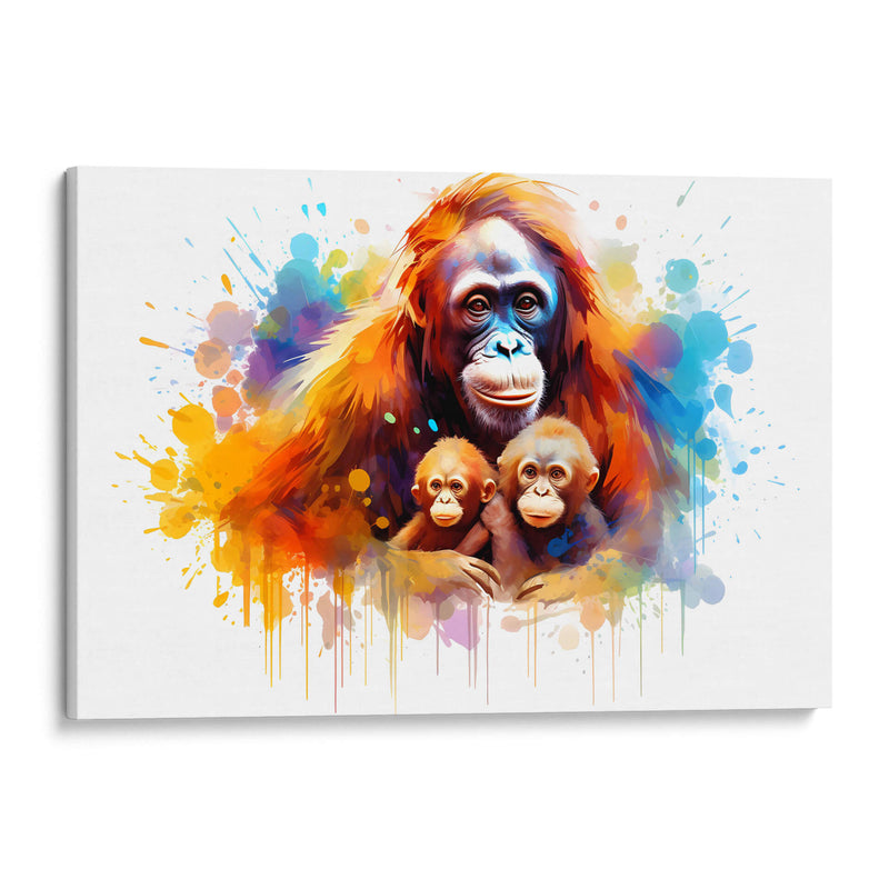 Familia Orangutan - Dominico Zafri | Cuadro decorativo de Canvas Lab