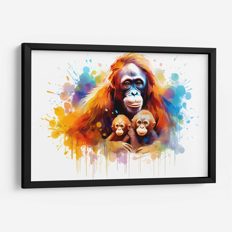 Familia Orangutan - Dominico Zafri | Cuadro decorativo de Canvas Lab