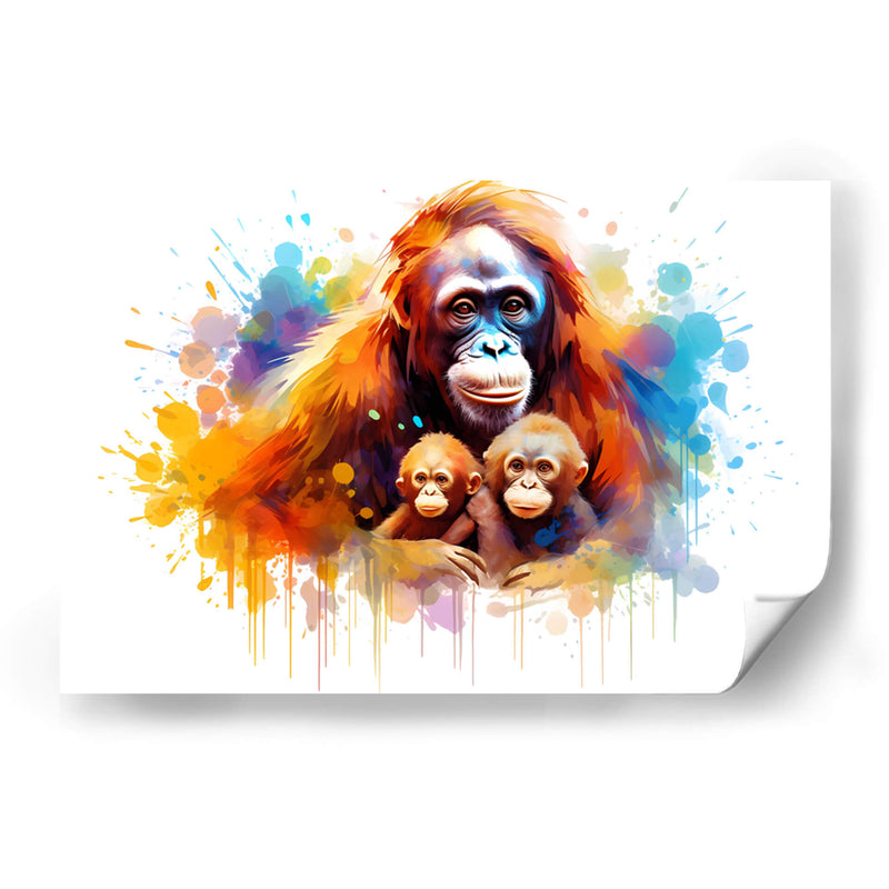 Familia Orangutan - Dominico Zafri | Cuadro decorativo de Canvas Lab