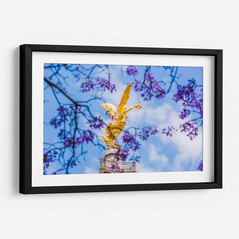 Ángel de la Independencia entre flores de jacaranda - Guillermo Aparicio | Cuadro decorativo de Canvas Lab