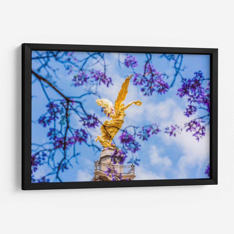 Ángel de la Independencia entre flores de jacaranda - Guillermo Aparicio | Cuadro decorativo de Canvas Lab