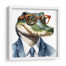 Cocodrilo elegante en acuarela - Mavel Per | Cuadro decorativo de Canvas Lab