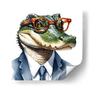 Cocodrilo elegante en acuarela - Mavel Per | Cuadro decorativo de Canvas Lab